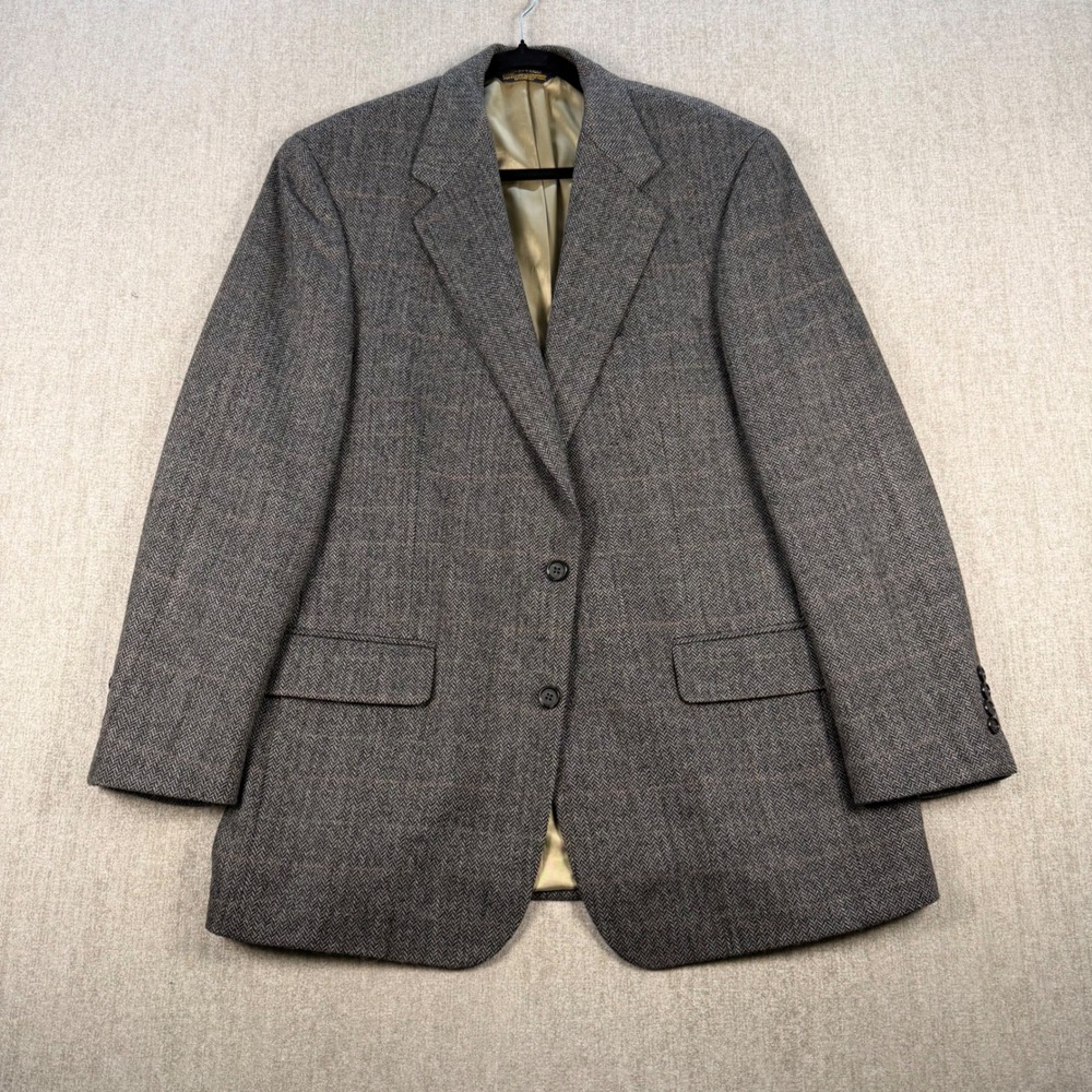 Brooks Brothers Sport Coat Mens 41 RG Grey Herringbone Wool Two Button Blazer